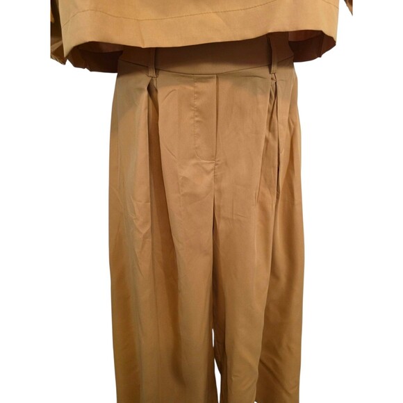 Zanzea Top And Pants Set Womans Large Mustard Yellow Ultra Wide Leg Stretch NWT - Picture 5 of 14